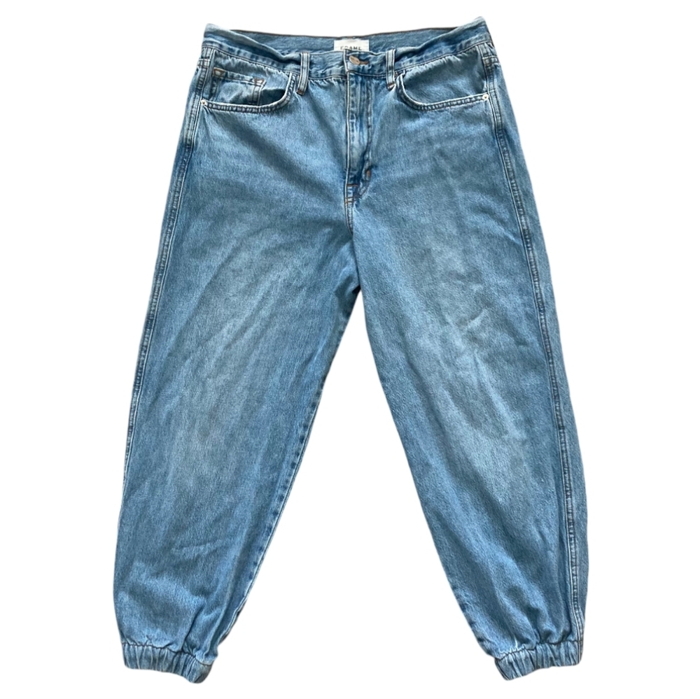 FRAME High Rise cropped the lounge Chill denim jogger blue Jeans size 29 - Picture 4 of 16